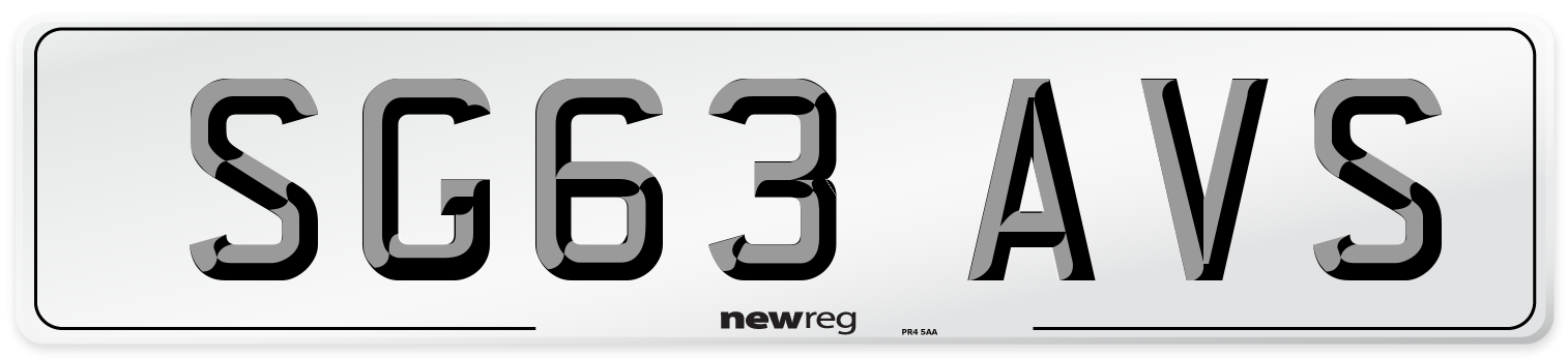 SG63 AVS Number Plate from New Reg
